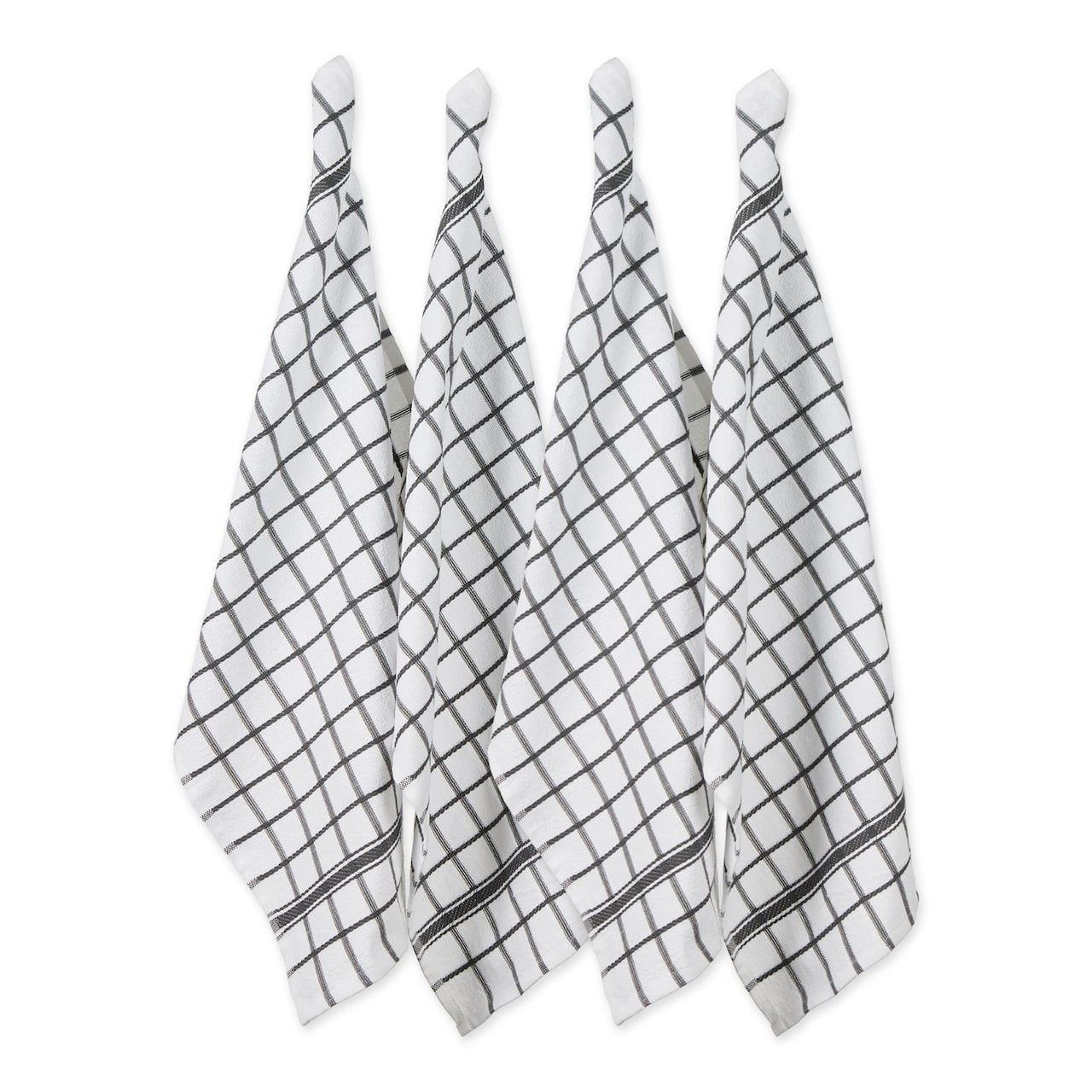DII® Mineral Gray Windowpane Terry Dishtowels, 4ct.